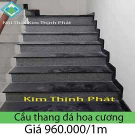 Cầu thang đá hoa cương đen trắng 02